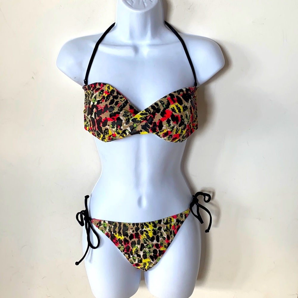 Roxy cheetah print Bandeau Bikini set, Size M‎